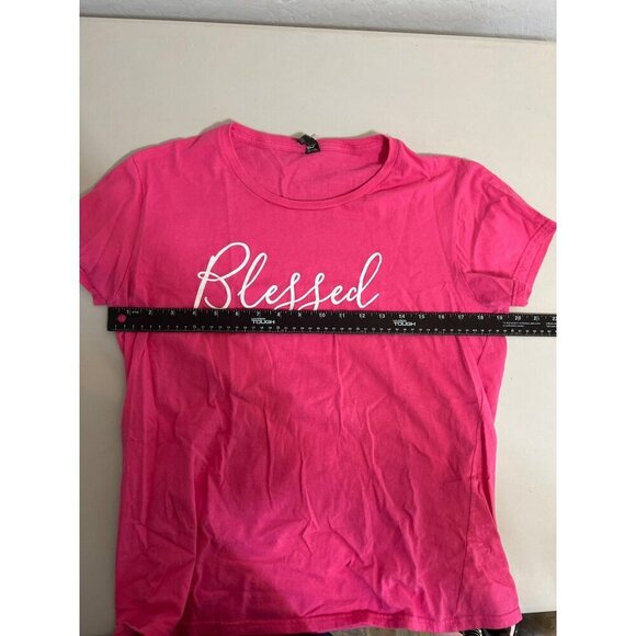 Blessed Hot Pink Women Short Sleeve Lightweight T Shirt Sz L - Picture 6 of 6